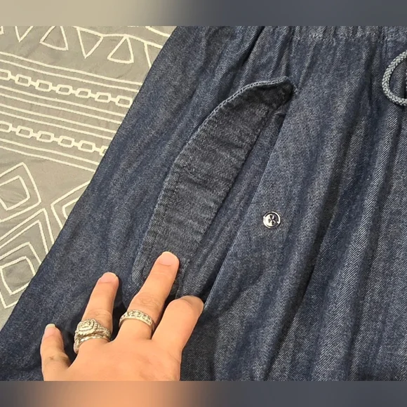 AG Adriano Goldschmied Pause Parka Denim Drawstring Waist Dress Size Medium - Picture 6 of 10